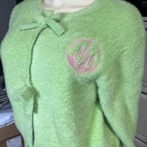 Elegant Lime Green Women's Cardigan with Bow Accents